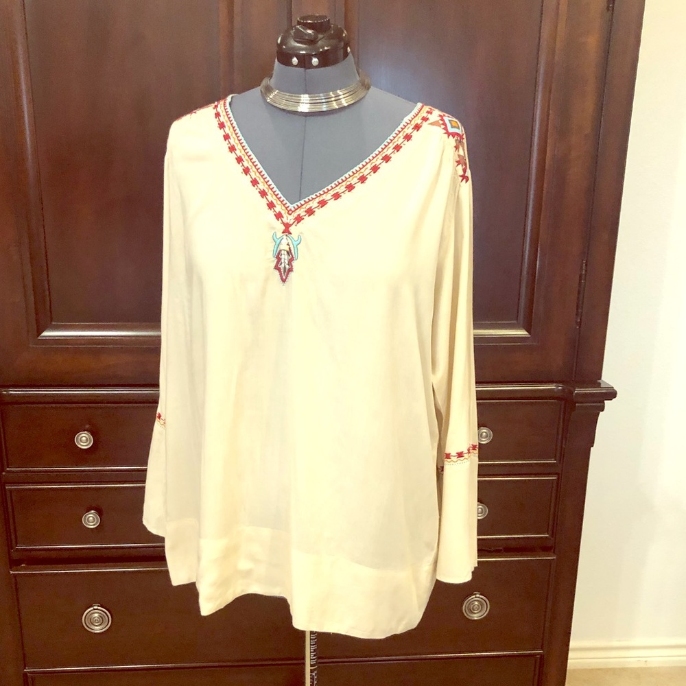 CINCO RANCHO XXL Shirt Blouse Southwest Beaded Top